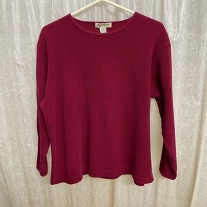 Eddie Bauer Dark Red Waffle Knit Long Sleeve Shirt XXL